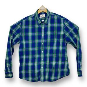 Allen Solly Mens Blue w/ Green & White Check L/S Ctn Btn Down w/ Pocket Size 42